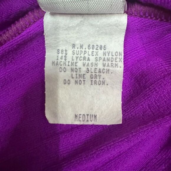 Vintage Body Wrappers Women's M One Piece Athletic Romper Bright Purple 80s Aero - Picture 7 of 7